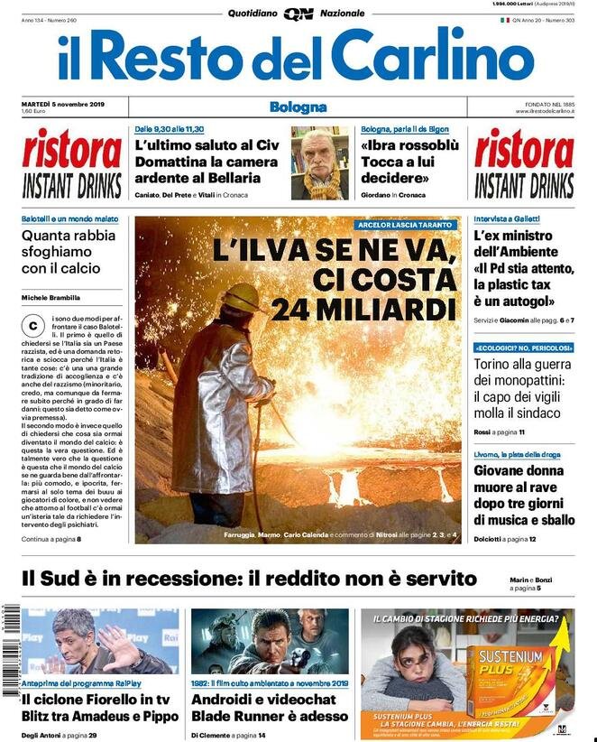 5 novembre: prime pagine Italia