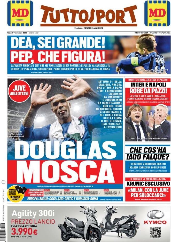 7 novembre: prime pagine&nbsp;Sport