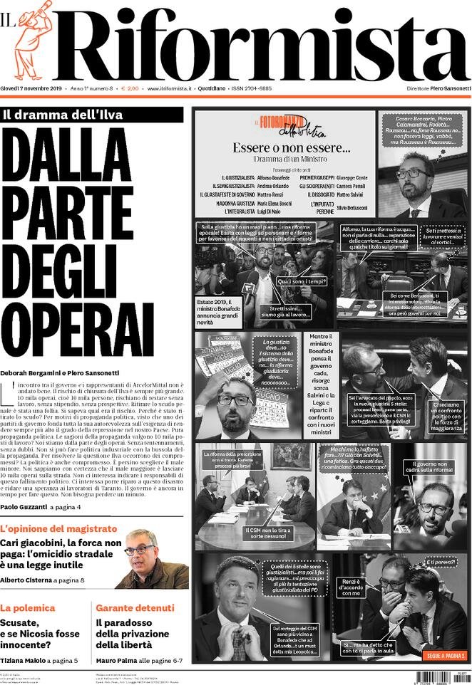 7 novembre: prime pagine&nbsp;Italia