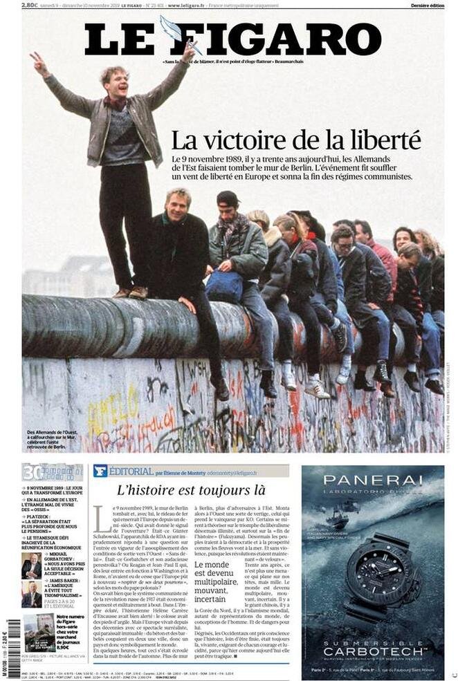 9 novembre: prime pagine&nbsp;estero
