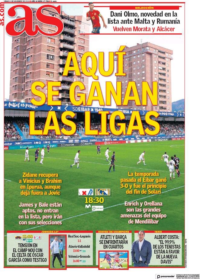 9 novembre: prime pagine&nbsp;sport