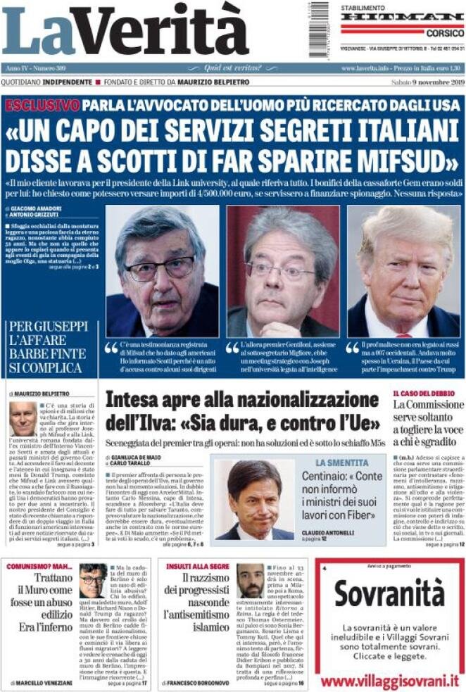 9 novembre: prime pagine&nbsp;Italia