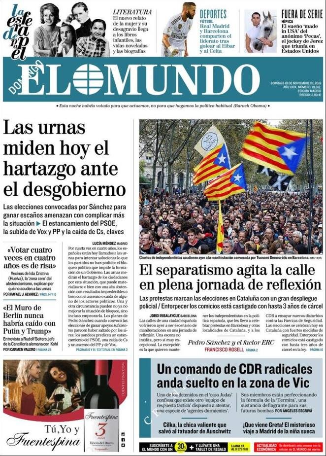 10 novembre: prime pagine&nbsp;estero