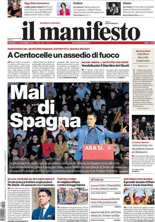 10 novembre: prime pagine&nbsp;Italia