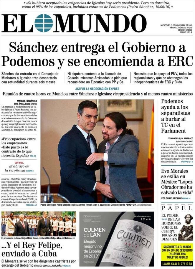 13 novembre: prime pagine&nbsp;estero