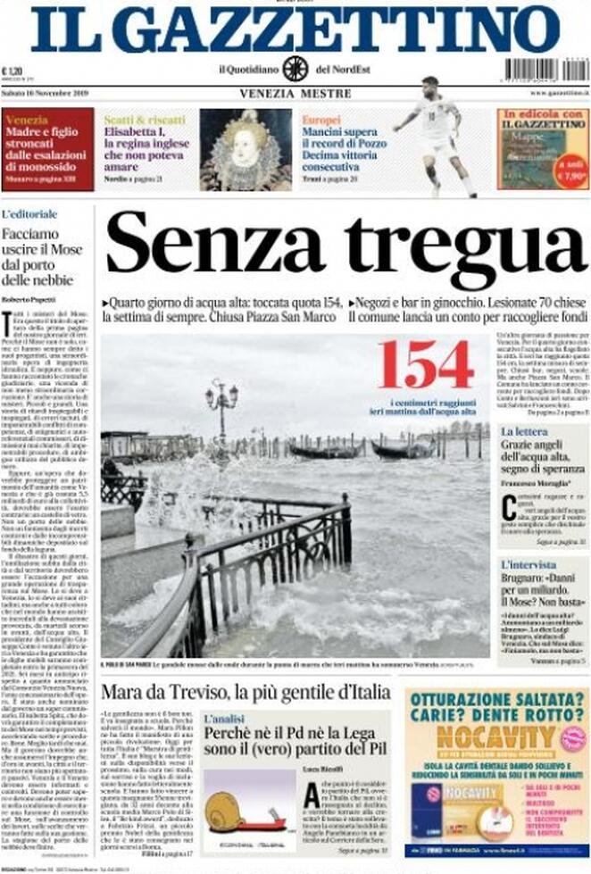 16 novembre: prime pagine&nbsp;Italia