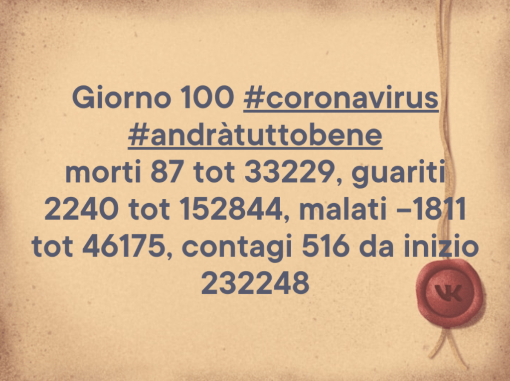 Coronavirus: la situazione dei contagi in Italia oggi venerdì 29 maggio 2020 centesimo&nbsp;giorno