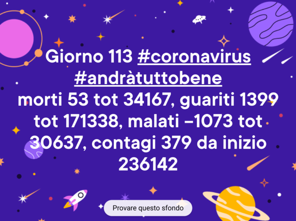 Coronavirus: giorno 113